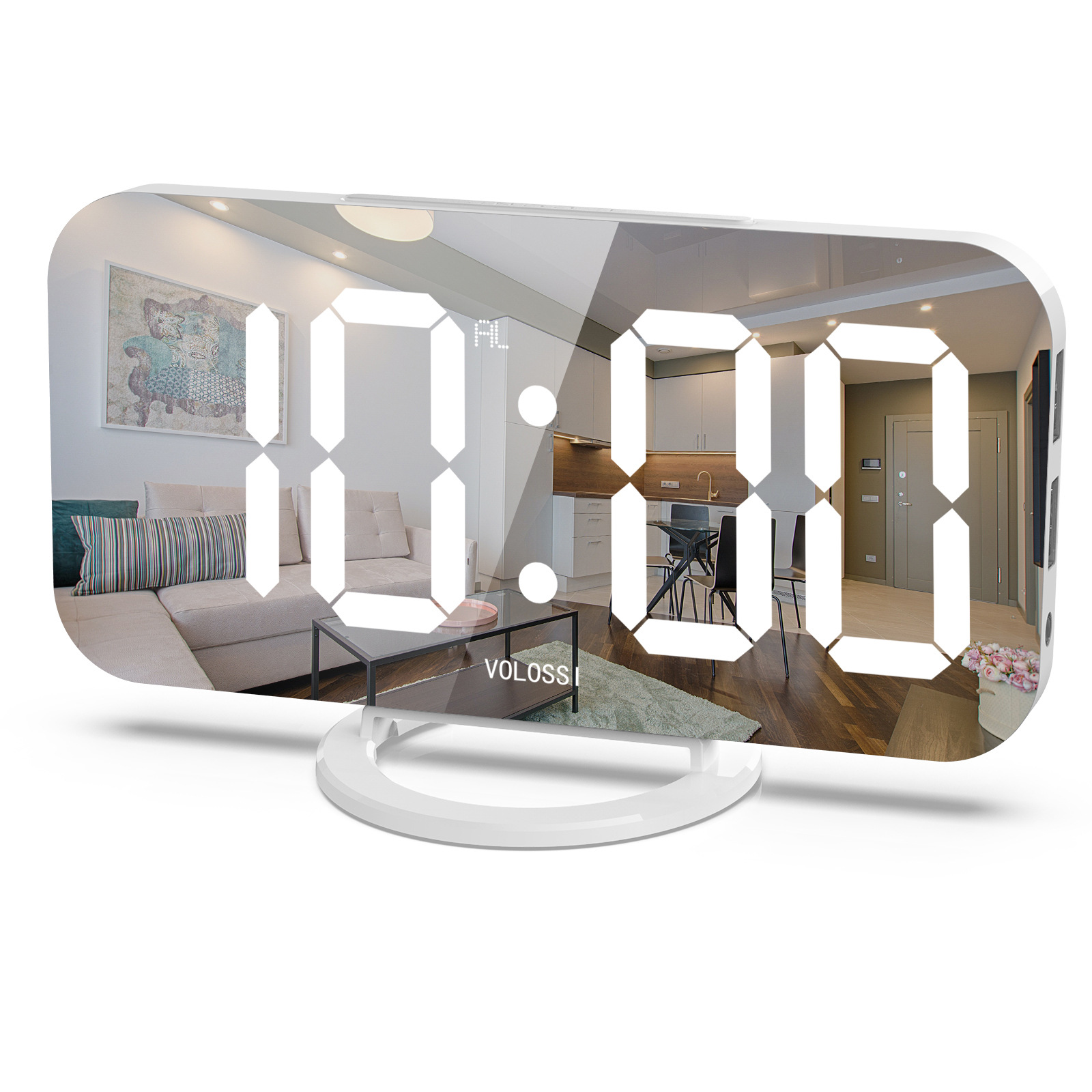 LED alarm clock dual USB output phone charging snooze mirror clock digital clock induction dimming electronic clock