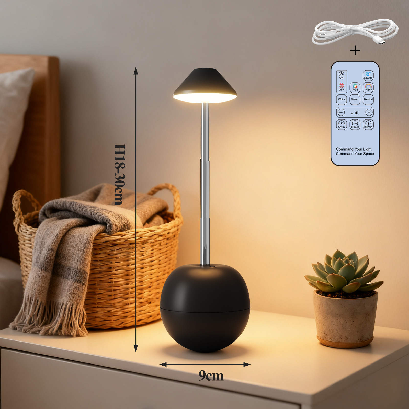 LED small night light rechargeable decorative table lamp bedroom desktop remote control bedside atmosphere lamp
