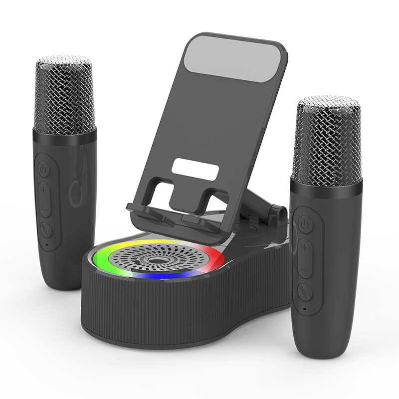 Five-in-one microphone K-song phone holder power bank Bluetooth small speaker mini portable atmosphere light audio