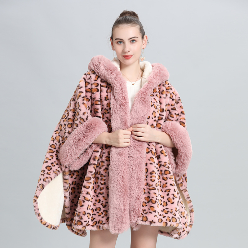 Live Supply Cape Shawl Fleece Lined Thickened Fur Collar Tassel Knitted Shawl Plus Size Wool Coat 0961#