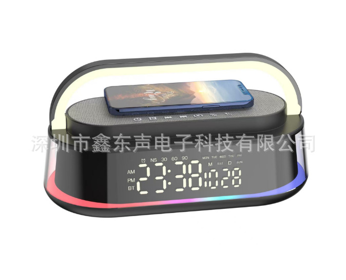 S303 LED Display Clock Alarm Calendar Timer Wireless Charging White Noise High Power Bluetooth Speaker Desktop
