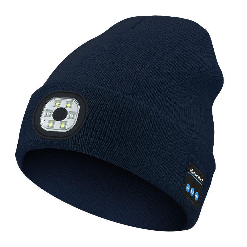 Multifunctional Glowing Bluetooth Music Headphone Lamp Hat Night Running Cycling LED Lighting Knitted Hat
