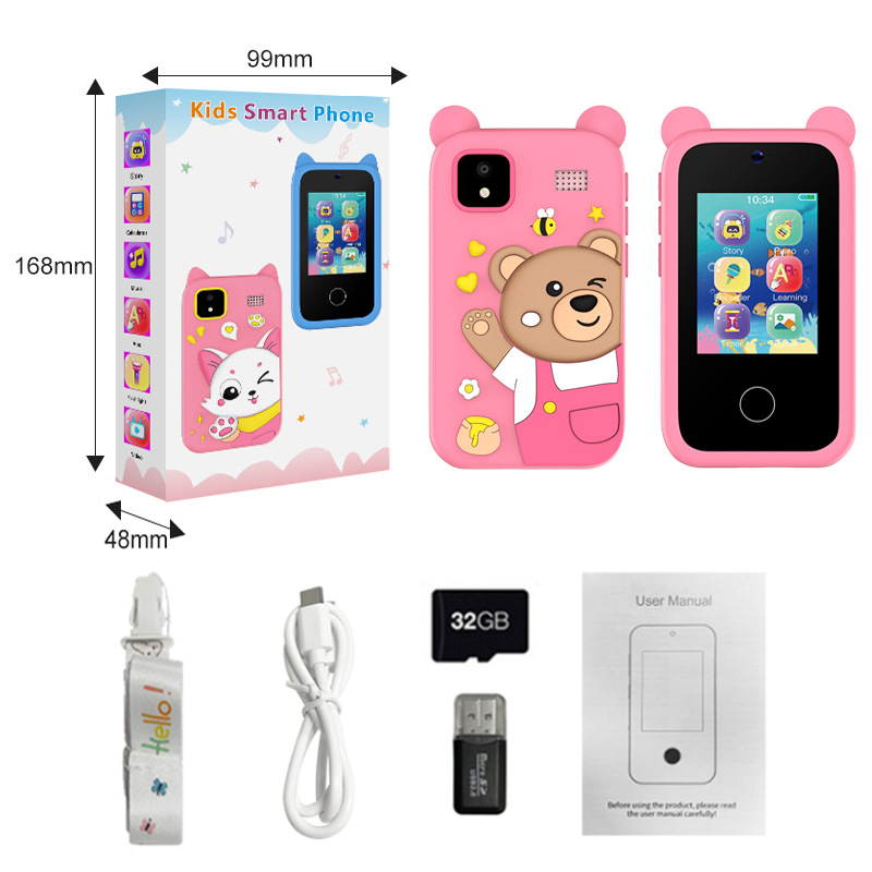 New children's camera HD dual lens phone touch video game dinosaur silicone case