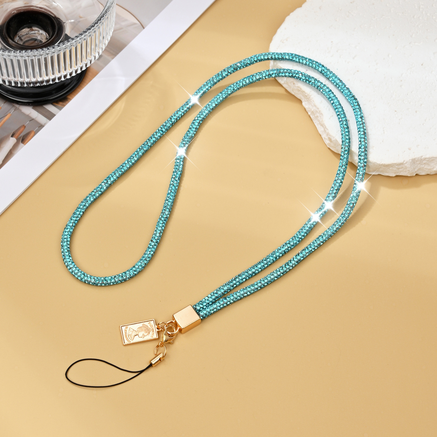 Phone lanyard luxury full rhinestone rhinestone phone chain neck long rhinestone chain women phone hang
