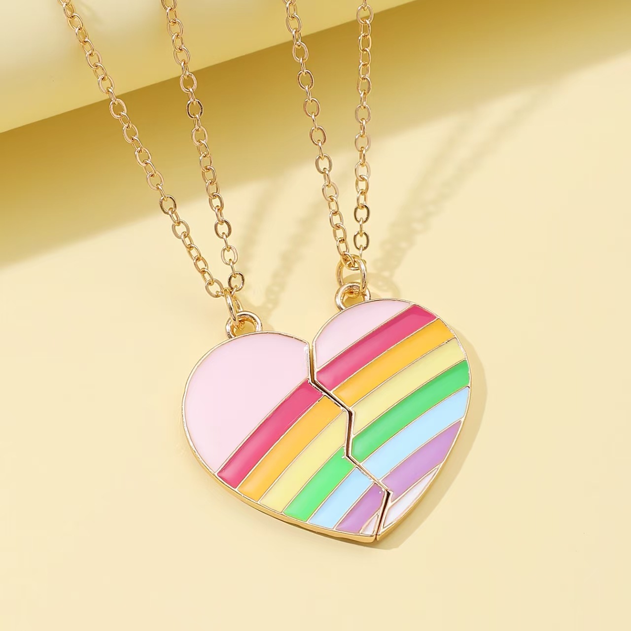 New Star Moon Sun Three-Piece Set Best Friends Girlfriends Alloy Diamond Inlay Two-Piece Necklace