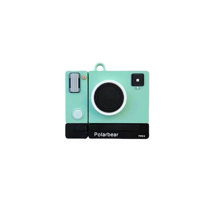 Blue-green camera case for Apple AirPods 3, wireless shell earphone case for 1/2/Pro 3, silicone soft case