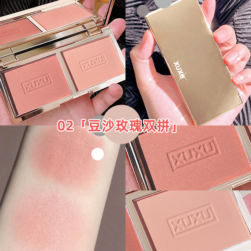 XUXU Flower Fairy Two-Color Blush Matte Natural Contour Rouge Sunburn Look 2022 New Blush Palette