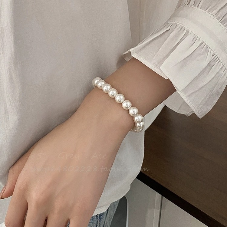 Swarovski Round Australian White Pearl Bracelet for Women, Magnetic Clasp Pearl Bracelet for Women