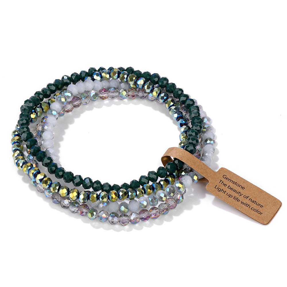 Color-coated glass four-piece bracelet set for best friends, gift label set hand jewelry