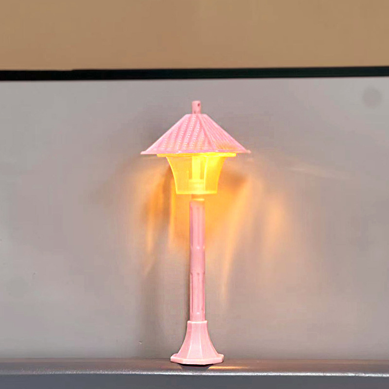Street Lamp Model Small Ornament European Road Decoration Accessory Dual-Color Display Light