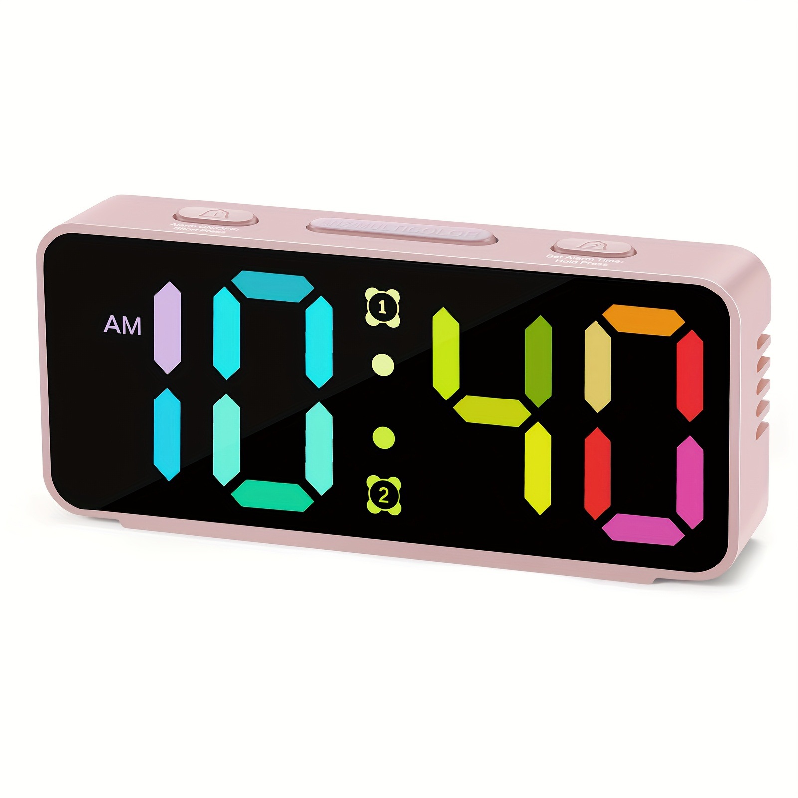 2024 RGB mirror 15 color screen color changing large sound large character alarm clock