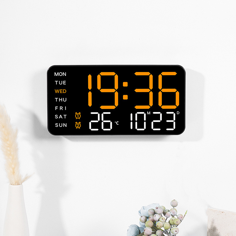 Frameless Electronic Clock Multifunctional Hanging and Standing Two-Use Clock Simple Digital Clock Display Living Room Wall Clock 6659