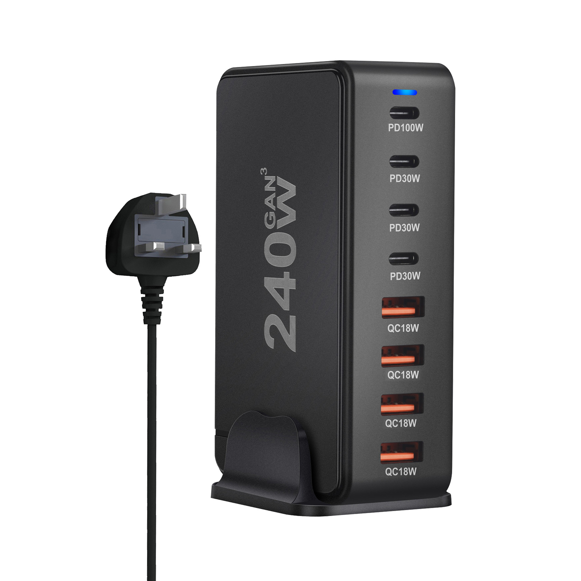 268W GaN PD Charger 240W Multi-Function 8-Port Desktop Adapter Laptop Computer Power Charger