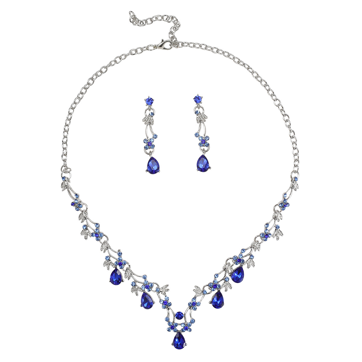 Bride Necklace Earring Set Women Crystal Jewelry Wedding Accessories Wedding Dress Matching