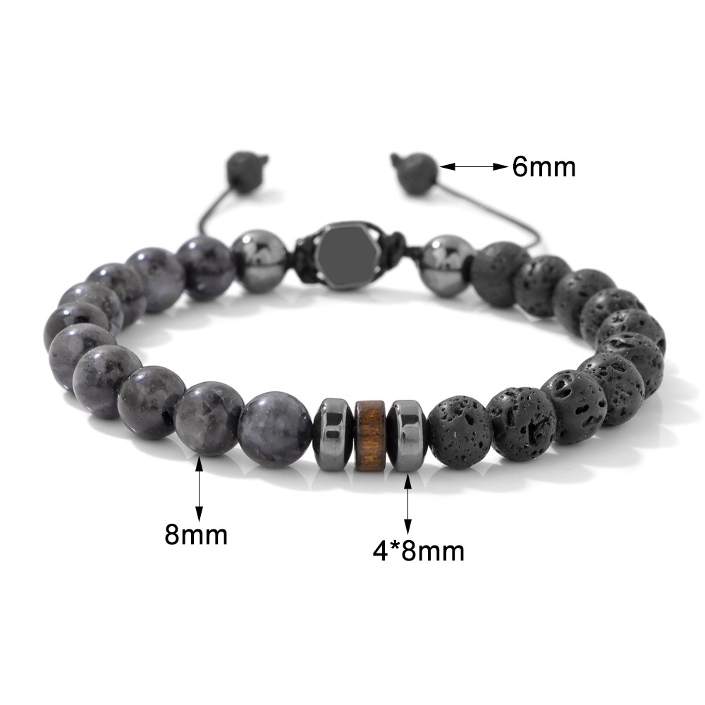 OZON bracelet for men volcanic stone black onyx drawstring business gift couple bracelet