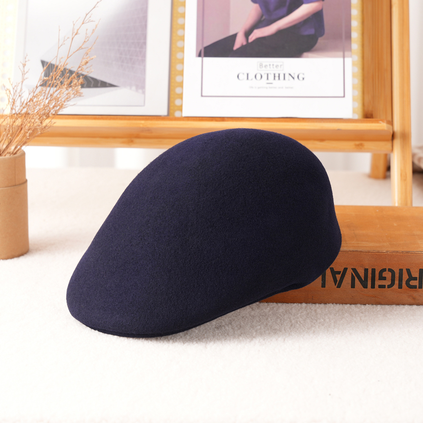Forward Cap Pure Wool Felt Autumn/Winter Men and Women Simple Beret Breathable Warm Visor Hat