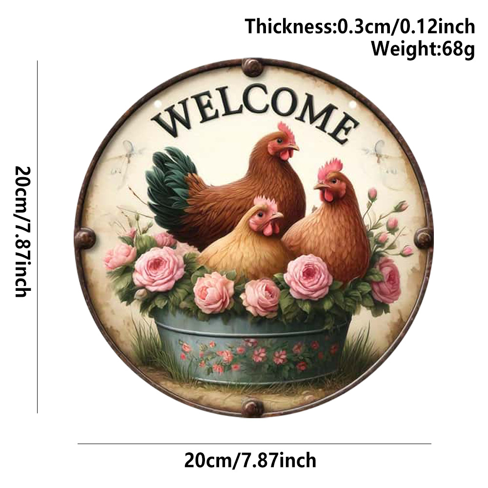 Vintage Round Sign Wooden Hanging Board Wall Decoration Animal Series Welcome Door Hanging Wall Hanging