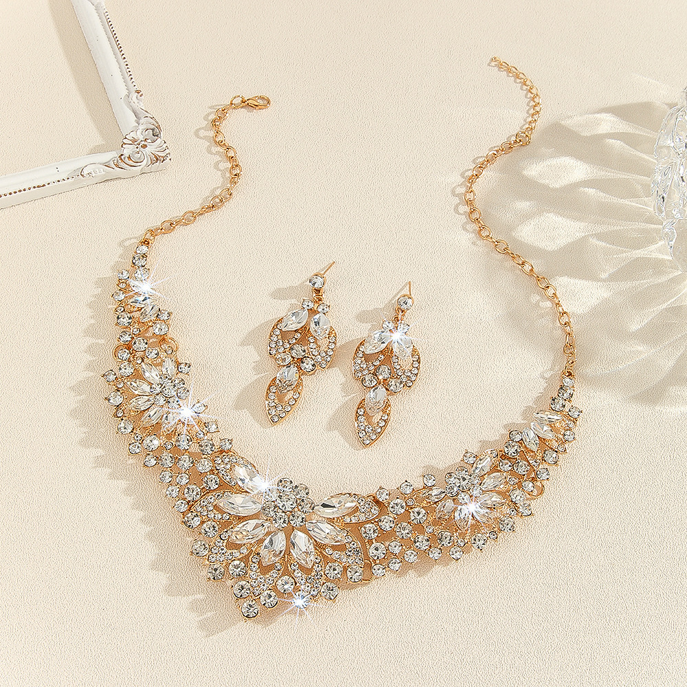 Luxury Jewelry Set Alloy Banquet Accessories Flower Bride Wedding Jewelry for Women