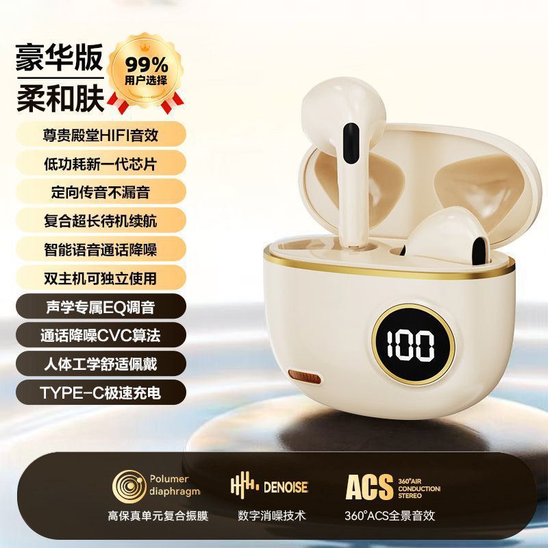 2026 Digital Display S19 Good Sound Quality True Wireless Bluetooth Earphones Small and Comfortable Long Wear No Pain Low Latency Earphones