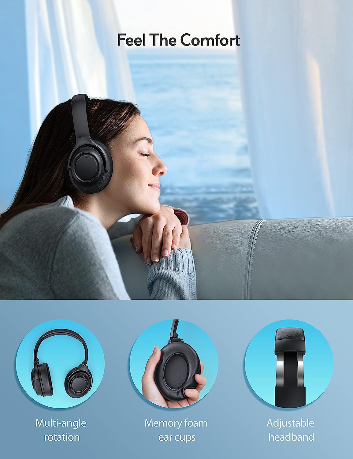 Huizhou-made over-ear dual-feed active noise-cancelling high-fidelity headset over-ear wireless Bluetooth earphones