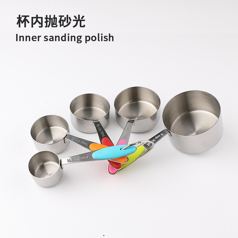 Silicone Handle Stainless Steel 10-piece Measuring Cup and Spoon Set Scale Measuring Cup Baking Measuring Spoon Gram Spoon