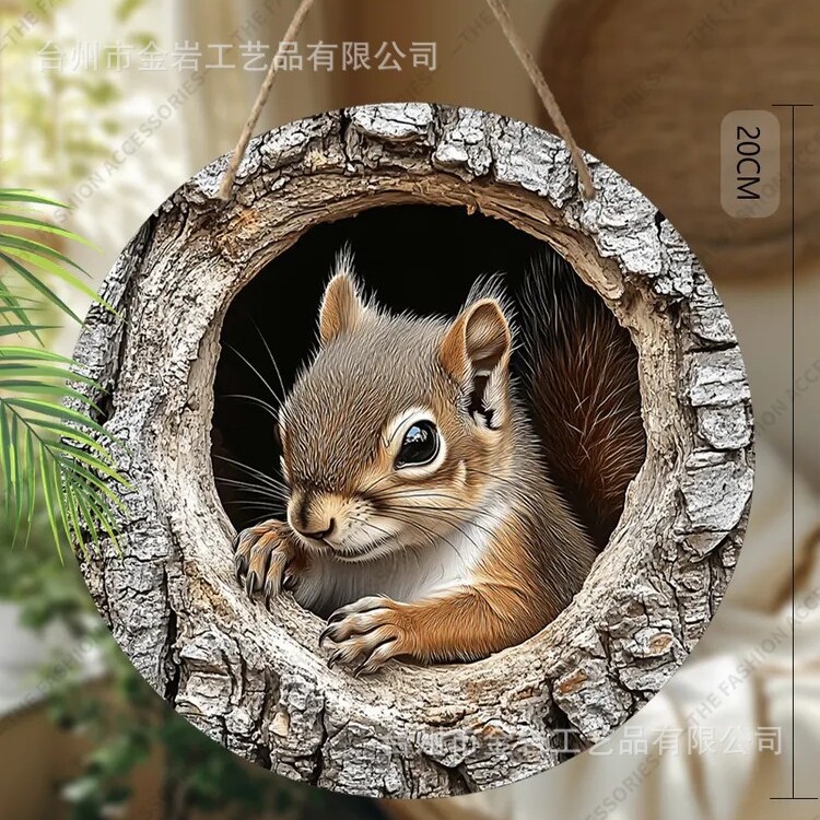 20*20*0.3cm · 木质装饰挂牌松鼠