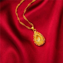 Teardrop pendant necklace for women gold-plated hollow simple pendant collarbone chain live streaming jewelry