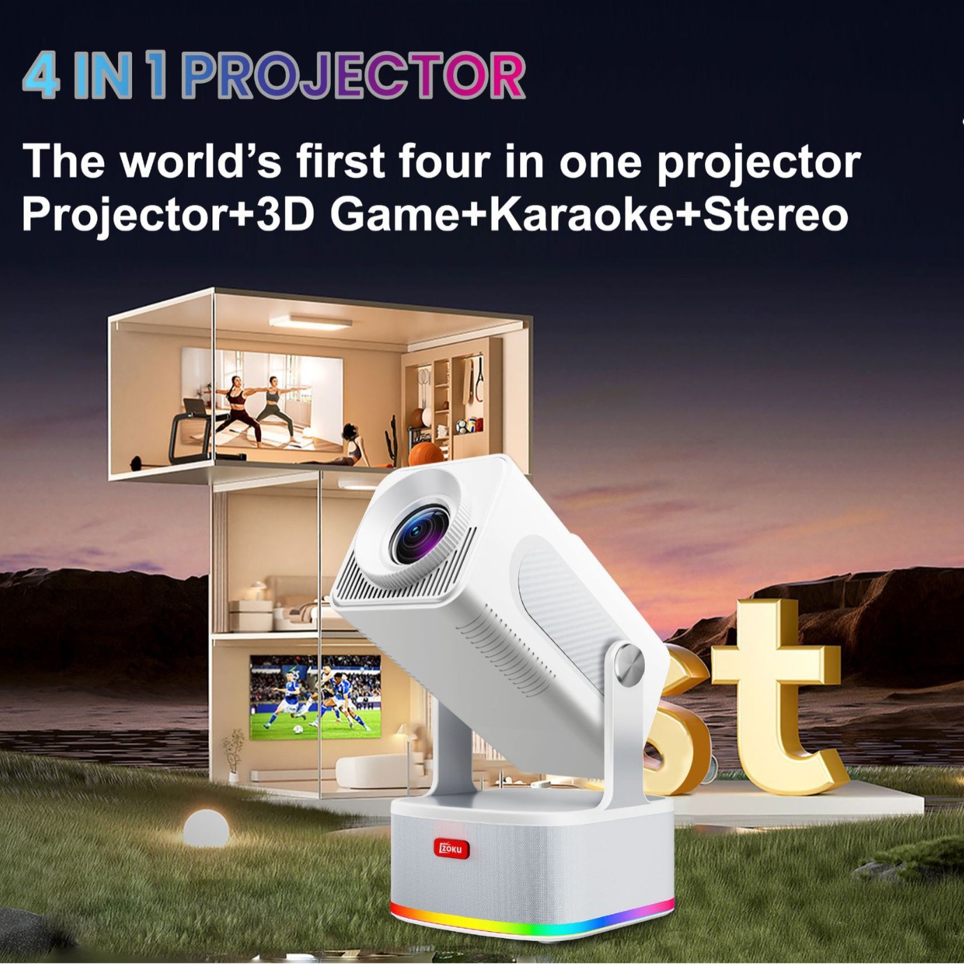 New HCS350plus Projector Game KTV Home Theater 1080P Android HD Smart Projector