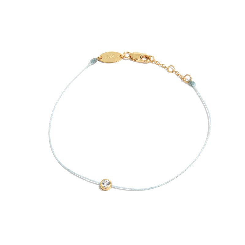 Redlink Rope Single Diamond Full Rope S925 Silver Gold-Plated Simple Benming Year Red Rope Bracelet Unisex