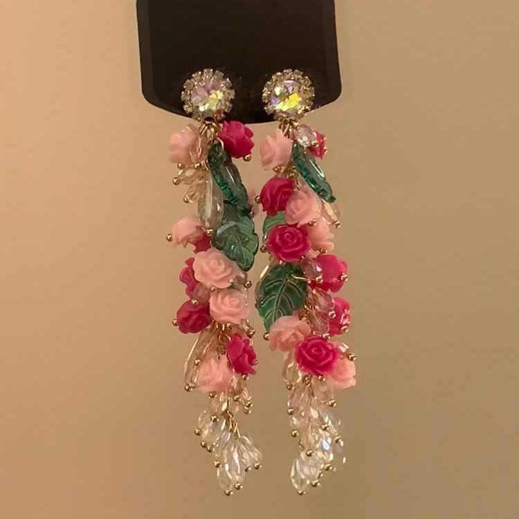 Whimsical ~ colorful dopamine fabric bead earrings women ear studs seaside resort style ear accessories ear cuffs