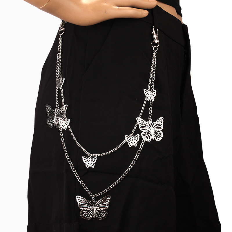 Hip Hop Punk Metal Ring Pants Chain Stage Performance Waist Chain Accessories Pendant Jeans Chain Waist Chain