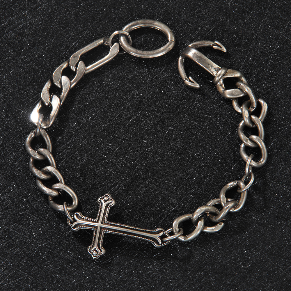 Hip-hop Element Bracelet Men's Cross Cuban Bracelet Vintage Metal Bracelet Men