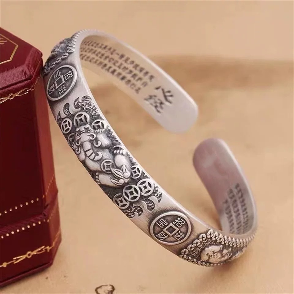 Flourishing pattern silver-plated solid bracelet s999 pure silver bracelet silver jewelry gift gift