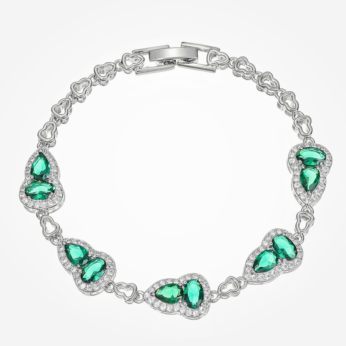 New Light Sea Blue Spinel Inlaid Gourd Bracelet New Chinese Style Colorful Gemstone Synthetic Ruby Green Nano Bracelet