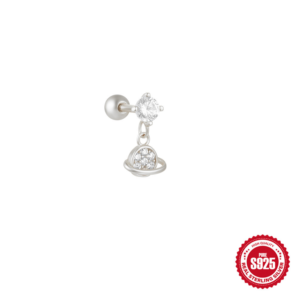 New S925 silver moon star pendant earring twisted ball threaded ear bone stud cartilage piercing accessories