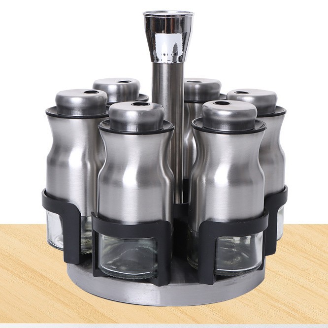 Kitchen seasoning jar set, stainless steel commercial large capacity seasoning bottle, barbecue sprinkle bottle set