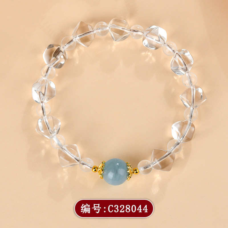 C328白水晶随形手链