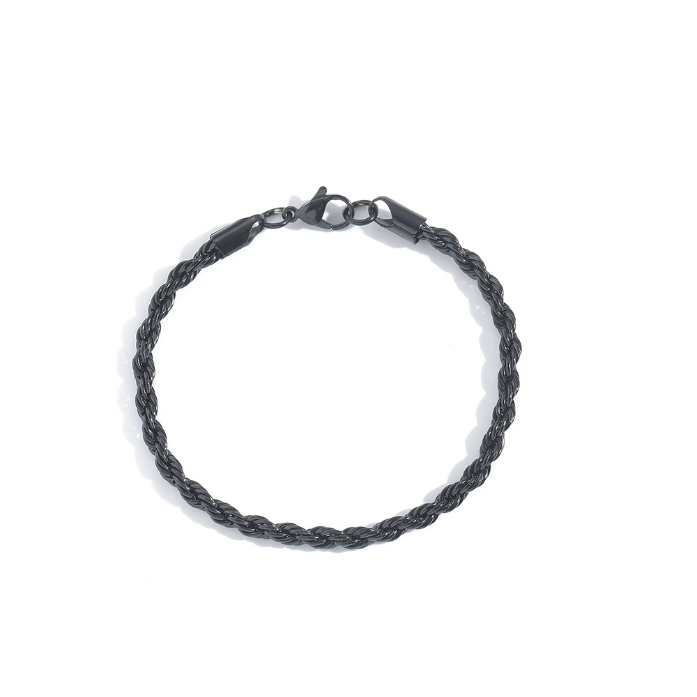 2mm 3mm 4mm 5mm 6mm stainless steel twisted chain bracelet HipHop hip-hop jewelry vacuum plated