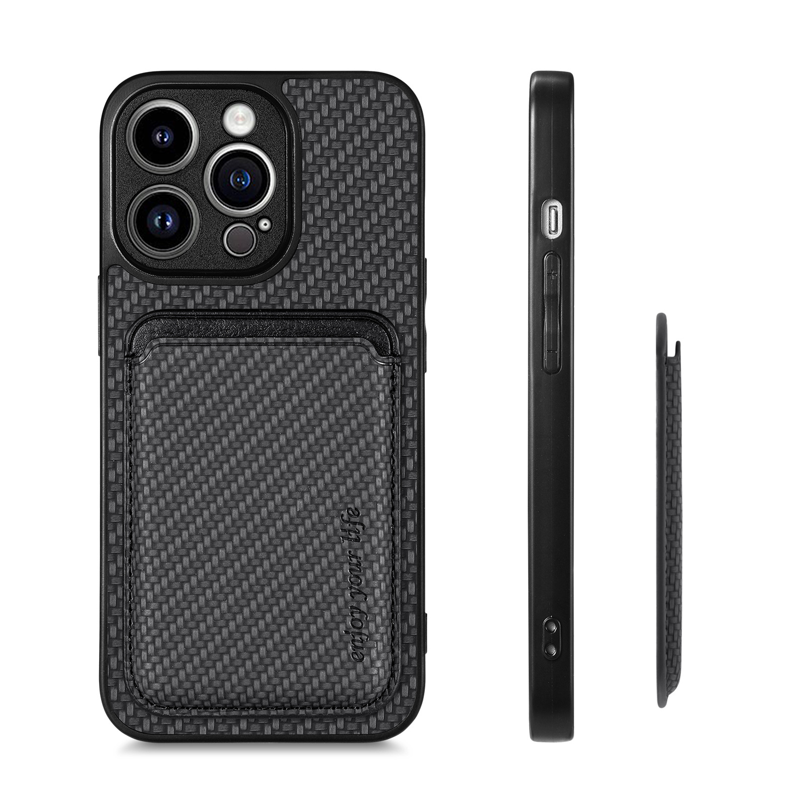 For iPhone18Pro phone case back sticker Magsafe magnetic card holder 17 fiber texture Apple 18 case