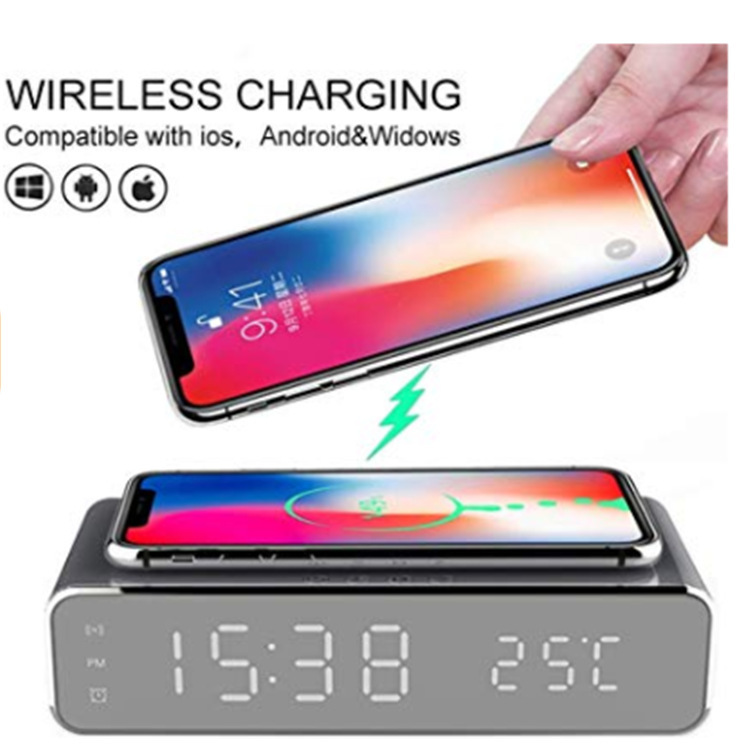 2024 LED Display Bright Surface Thermometer Wireless Charger Multifunctional Desktop Wireless Charger