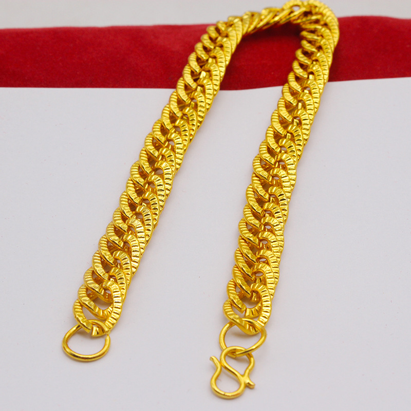 6/9/12mm men's and women's gold bracelet alloy gold-plated NK bracelet flat bold side Cuban bracelet long-lasting non-fading