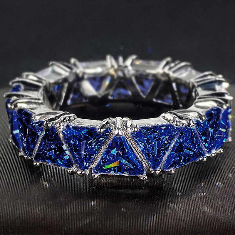 Cao Shi Women's Luxurious Titanium Zircon Ring Full Pavé Ring Jewelry Birthday Gift Party Jewelry