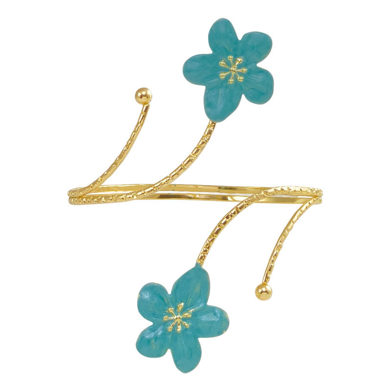Oil drop colorful small flower open adjustable arm ring metal niche exaggerated sweet accessory