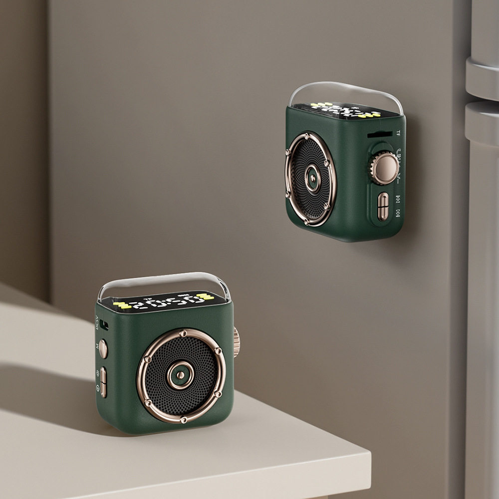 P6 Magnetic Bluetooth Speaker Wireless Outdoor Card Insert Subwoofer Small Audio Back Clip Night Light Clock