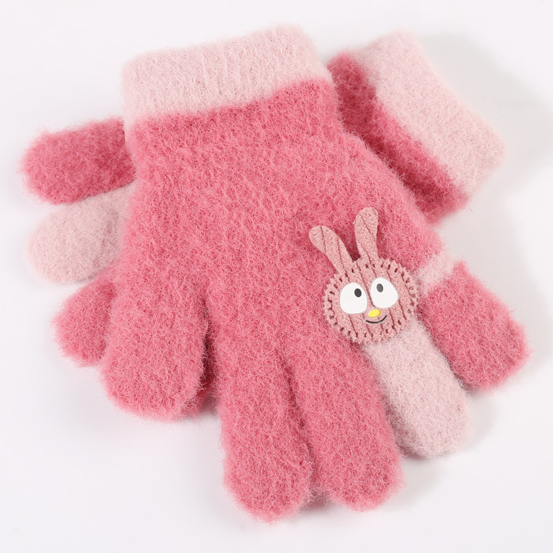 2021 New Children's Gloves Women Cute Cartoon Little Rabbit Autumn Winter Warm Cold-Proof Unisex Baby Knitted Gloves
