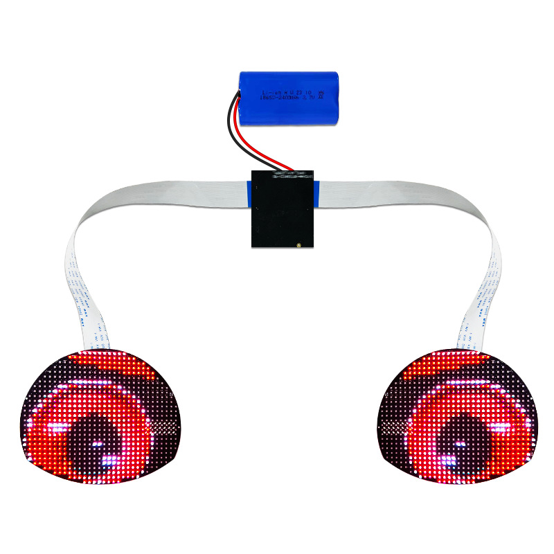 LED Rider Motorcycle Travel Backpack with DIY Glowing Eyes, Helmet Pouch, Waterproof, Unisex