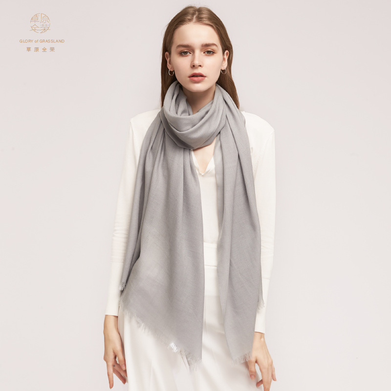 Inner Mongolia 80s plain color women's wool scarf autumn and winter warm solid color shawl neck warmer two-in-one