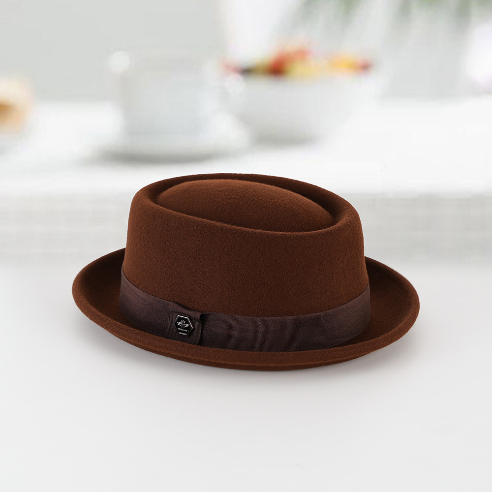 Pure Wool Concave Round Top Fedora 2025 Autumn/Winter Gentleman Comfortable Breathable Warm Hat