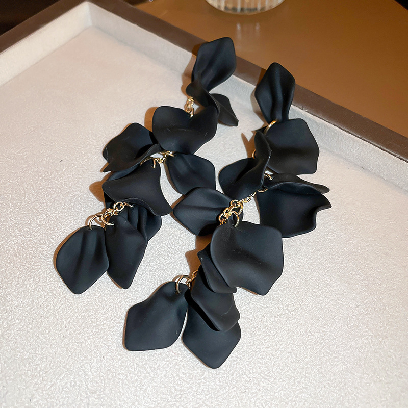 Rose Petal Long Tassel Earrings Elegant Eco-Friendly Earrings for Women