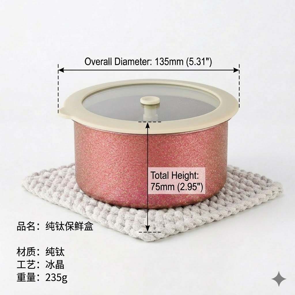 New office worker lunch box lightweight antibacterial anti-mold titanium lunch box outdoor portable pure titanium crystal fresh-keeping box
